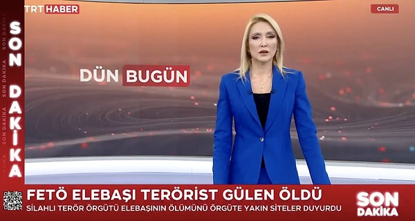 Devlet televizyonu TRT, Fethullah Gülen'in ölüm haberini saat 9:26 itibarıyla izleyicilere son dakika gelişmesi olarak duyurdu.