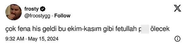 Bir Twitter (X) kullanıcısı da terör örgütü liderinin öleceğini 15 Mayıs tarihinde bu şekilde tahmin etmiş!