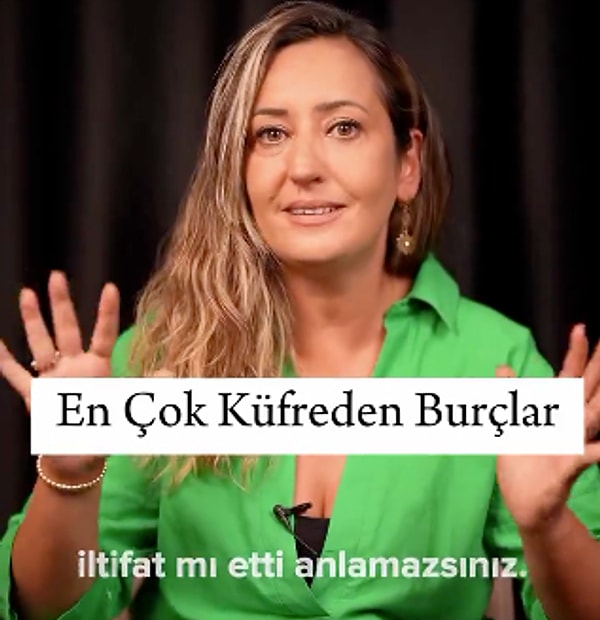 Karadayı’nın hazırladığı listede zirvede Koç burcu yer aldı. Küfür eden burçları yalnızca sıralamakla kalmayan astrolog, burçların hangi tarzda küfürler kullandığını da eğlenceli bir üslupla anlattı.