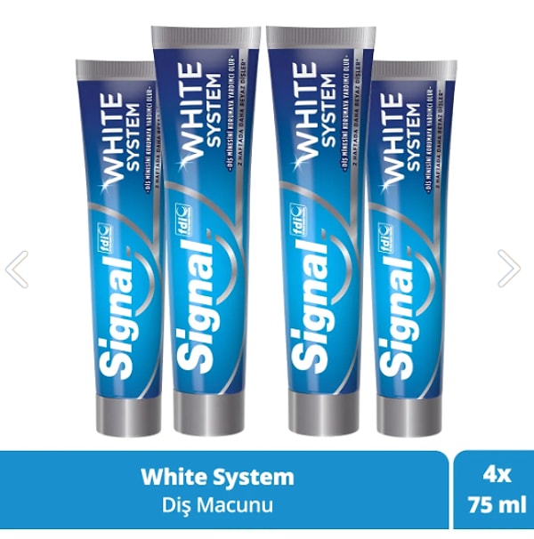 3. Signal White System Diş Macunu 2 Haftada Daha Beyaz Dişler 75 ml X4 Adet