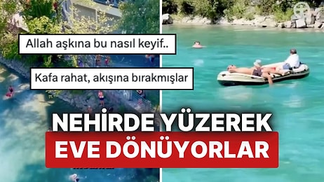 Bern’de İş Sonrası Eve Dönüş Keyfi: Kendilerini Nehrin Akışına Bırakıyorlar!