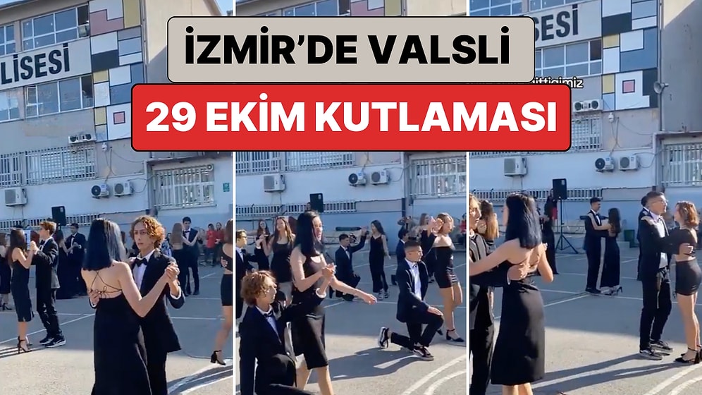 İzmir'de Bir Lisede Cumhuriyetimizin 101. Yılı Vals Gösterisi ile Kutlandı