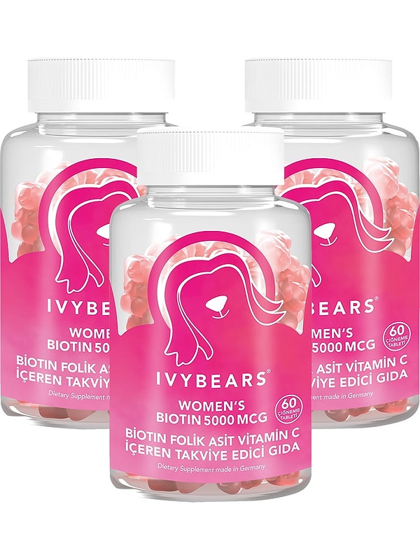 10. Ivybears Kadın Saç Vitamini Biotin 5000 MCG 180 Tablet