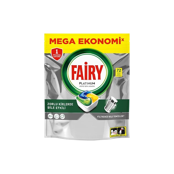 Fairy Platinum Bulaşık Makinesi Deterjanı Kapsülü/Tableti 72 Yıkama Limon Kokulu