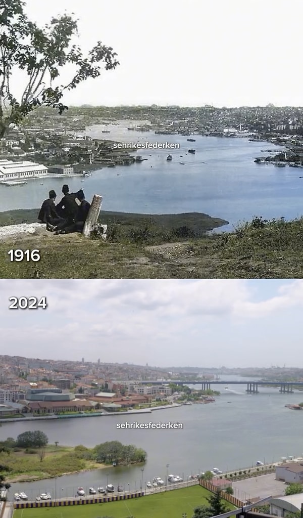 13. Pier Loti Tepesi’nden Haliç Boğazı’na bir bakış (1916 ile 2024 yılları arasındaki 108 yıllık değişim)