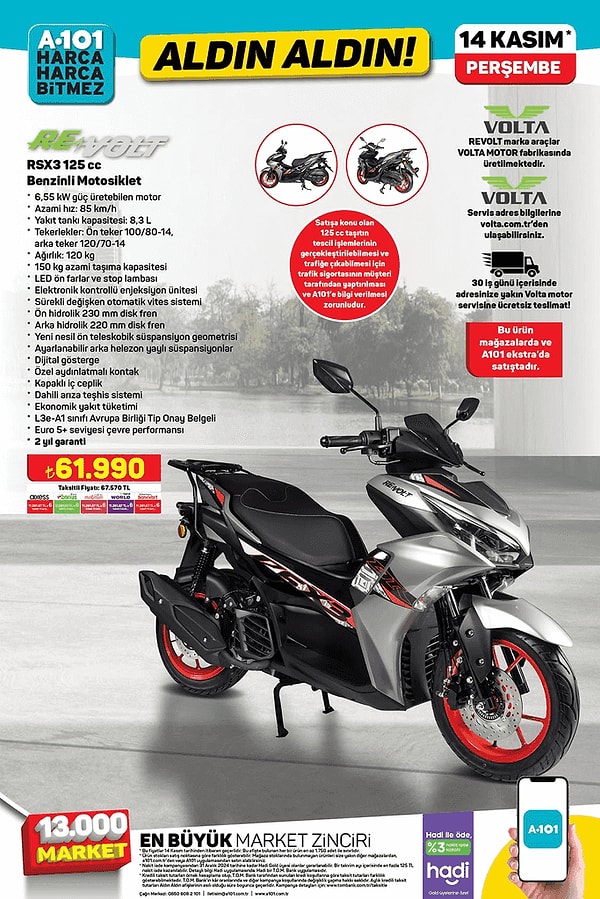 Revolt RSX3 125cc Benzinli Motosiklet 61.990 TL