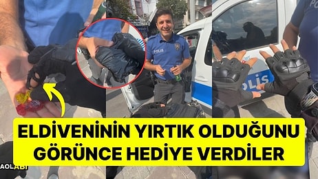 Ceza Yazar Gibi Yapıp Hediye Verdiler: Eldiveni Yırtılan Motorcuya Yeni Eldiven Veren Polisler Duygulandırdı