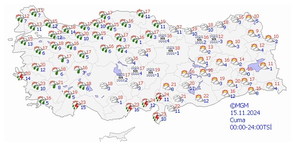 Cuma günü ülkenin batı ve yer yer iç kesimlerinde sağanak yağış görülüyor. Doğu da ise yazdan kalma günler yaşanıyor.