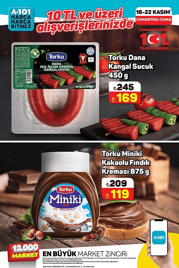 10 TL ve üzeri alışverişinizde;