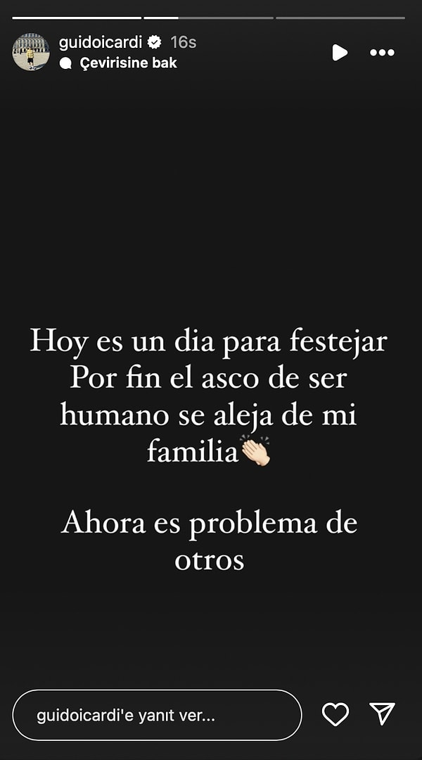 Guido'nun "Bugün kutlama günü! Nihayet o iğrenç insan ailemden uzaklaştı, artık başkalarının sorunu." açıklamaları akıllara "Boşanma gerçekleşti mi?" sorusunu da getirdi.