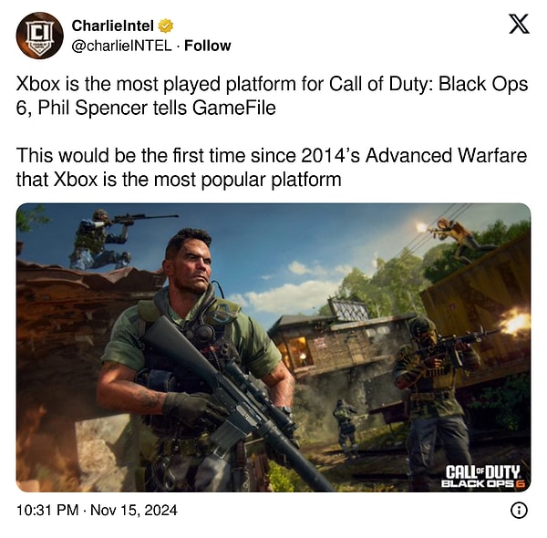 Black Ops 6'nın en çok oynandığı platform Xbox oldu.