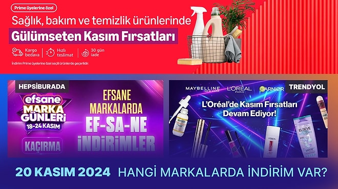 Kasım İndirimlerinde Bugün Hangi Markalar Var? 20 Kasım 2024