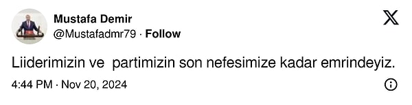 İstifası istenen Kilis Milletvekili Mustafa Demir'in paylaşımı 👇