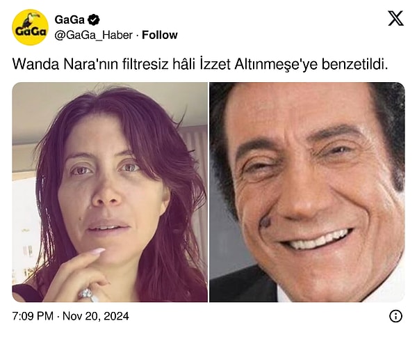 Wanda Nara, İzzet Altınmeşe'ye benzetildi...