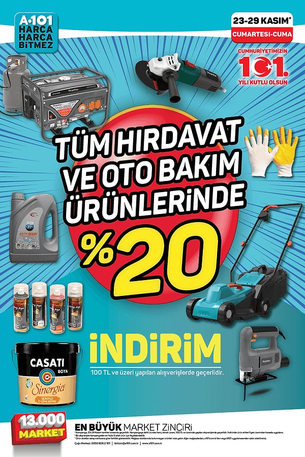 Tüm Hırdavat ve Oto Bakım Ürünlerinde %20 İndirim