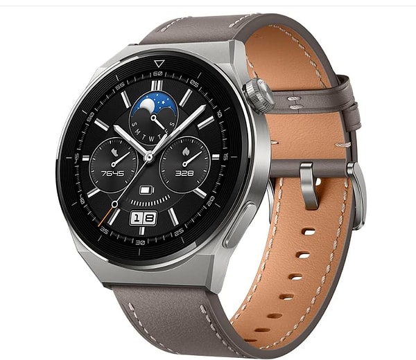 8. HUAWEI Watch GT3 Pro 46mm Titanyum Kasa - Gri Deri