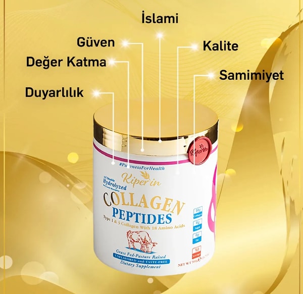 12. Kiperin Collagen %100 Saf Ve Doğal Yüksek Biyoaktif Çift Hidrolize Kolajen Peptitler içeren Diyet Takviyesi(50günlük)