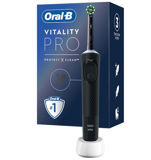 8. Oral-B Şarjlı/Elektrikli Diş Fırçası Vitality Pro Siyah Koruma ve Temizlik