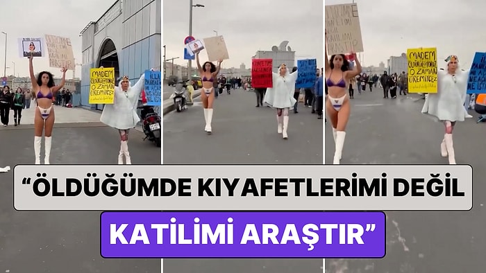 Bikinili Protestolarıyla Bilinen Melisa Aydınalp'ten Yeni Eylem: “Öldüğümde Kıyafetimi Değil Katilimi Araştır”