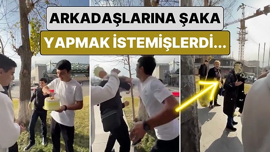 Arkadaşlarına Doğum Günü Pastası ile Şaka Yapmak İsterken Yanlışlıkla Yoldan Geçen Birini Hedef Alan Gençler