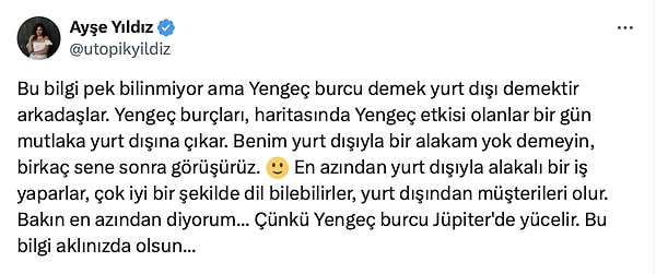 Fakat bir astrolog, Yengeç burçları için bu durum pek de imkansız olmadığını bu şekilde anlattı👇