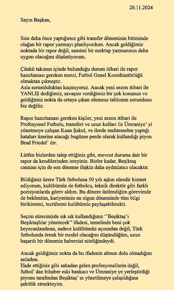 Aybaba'nın görevi esnasında Başkan Arat'a mektup yazdığı ortaya çıktı.