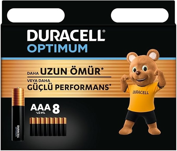 Duracell Optimum AAA İnce Kalem Pil (8’li Paket)