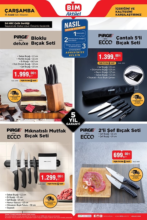 Pirge Bloklu Bıçak Seti 1.999 TL