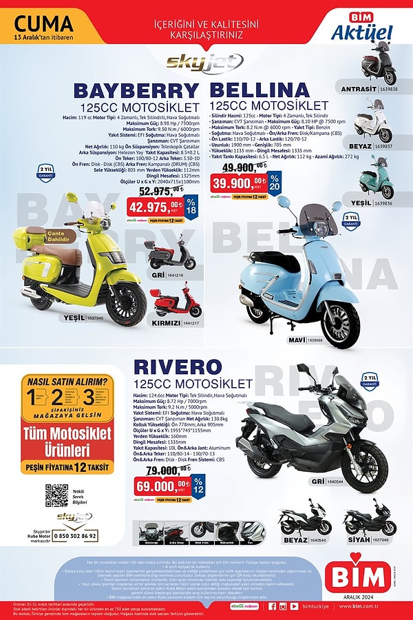 Skyjet Bayberry 125 CC Motosiklet 42.975 TL