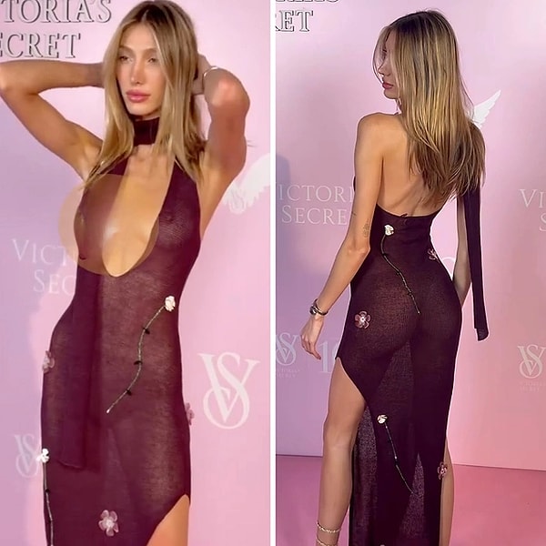 Victoria's Secret'ın Türkiye'deki 10. yılı adına düzenlenen davete transparan bir elbiseyle katılan Şahin'in bu görüntüleri gündeme düşmüştü.