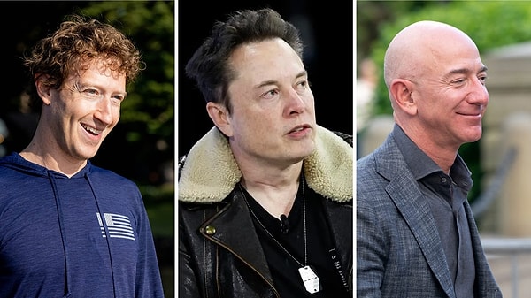 Mark Zuckerberg, Elon Musk, and Jeff Bezos.