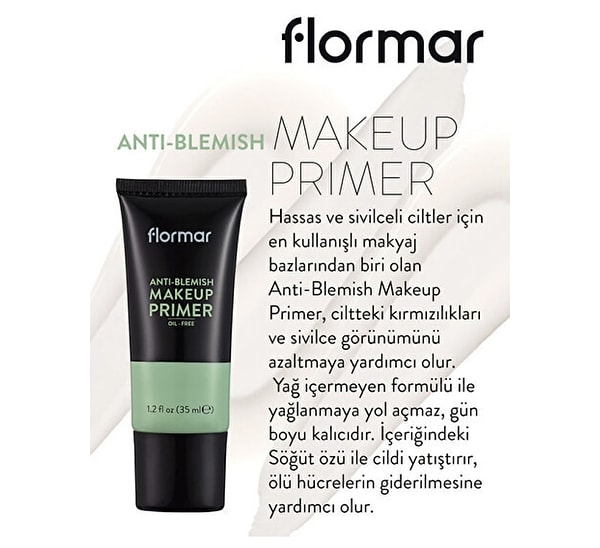 3. Flormar Sivilceli Ciltlere Özel Kırmızı Renk Dengeleyici Anti-Blemish Makyaj Bazı