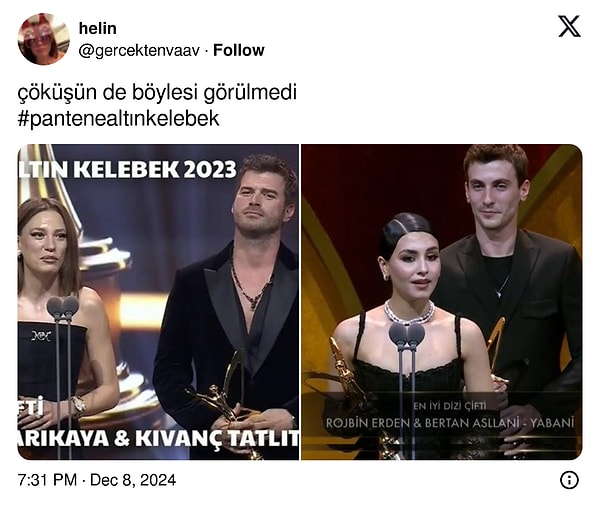 Seranay Sarıkaya ve Kıvanç Tatlıtuğ Aile dizisiyle ödüle layık görülmüştü.