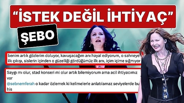 Şebnem Ferah’ı özledik hepimiz. Uzun zamandır yok, uzun zamandır o güzel sesinden mahrum bıraktı hepimizi. Şarkıcı Ceylan Ertem, bir sosyal medya kullanıcısının paylaşımını paylaşarak duygularımıza tercüman oldu ve Saygı1 formatının sahibi Oğuzhan Uğur’a seslendi: “Saygı mı olur, stat konseri mi olur artık bilemiyorum ama acil Şebnem Ferah’a ihtiyacımız var.”