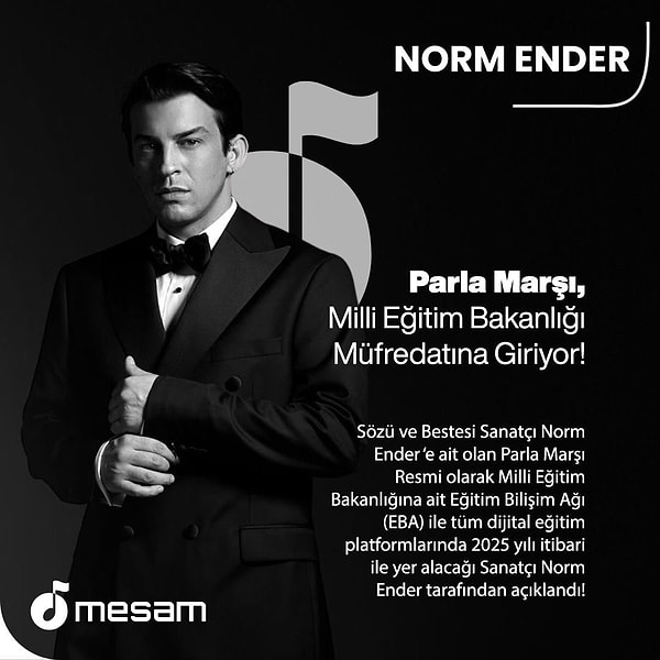 Türkiye Musiki Eseri Sahipleri Meslek Birliği'nin (MESAM) yaptığı açıklamaya göre; Parla marşının, Milli Eğitim Bakanlığı tarafından 2025 yılından itibaren müfredata alınacağı duyuruldu.