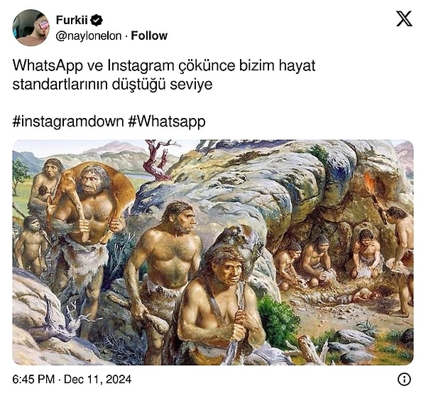 Instagram ve Whatsapp'ın çöküşünü X'den öğrenen sosyal medya kullanıcıları ise olayı yine goygoy malzemesine çevirdi.