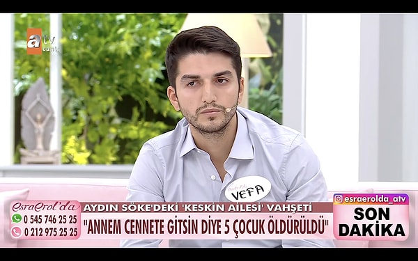 Vefa, annesinin her sene 'cennete gitme vaadiyle' çocuk doğurduğunu söyledi. Babasının hastaneye bile güvenmediğini söyleyen Vefa, annesini evde babasının doğurttuğunu açıkladı.