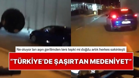 Az Kalsın Kazaya Karışacak Olan Motosikletli ve Araç Sürücüsü Birbirlerinden Özür Dilediği Anlarla Şaşırttı