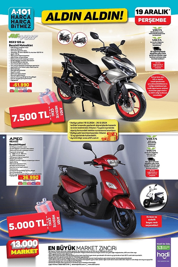 Volta RSX3 125CC Benzinli Motosiklet 61.990 TL