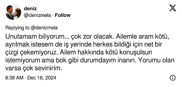 Aşkı uğruna ailesini karşısına alan kadın, ailesinin de "hastalık" bahanesiyle sevgilisini kabul etmediğini öne sürdü.