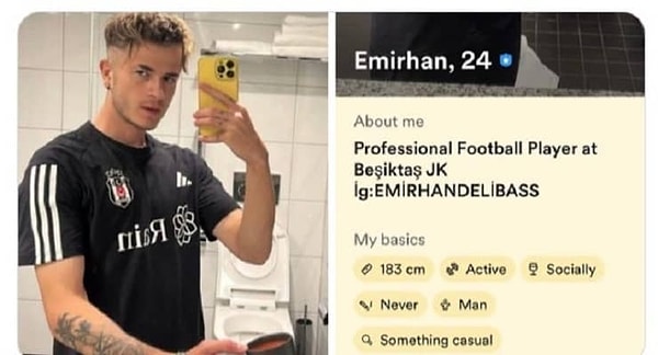 21 yaşındaki oyuncunun Tinder uygulamasında hesabı bulunduğu belirtilmişti.