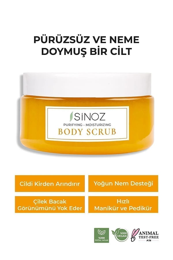 2. Sinoz Body Scrub Besleyici Arındırıcı Nemlendirici Vücut Peelingi 300 gr