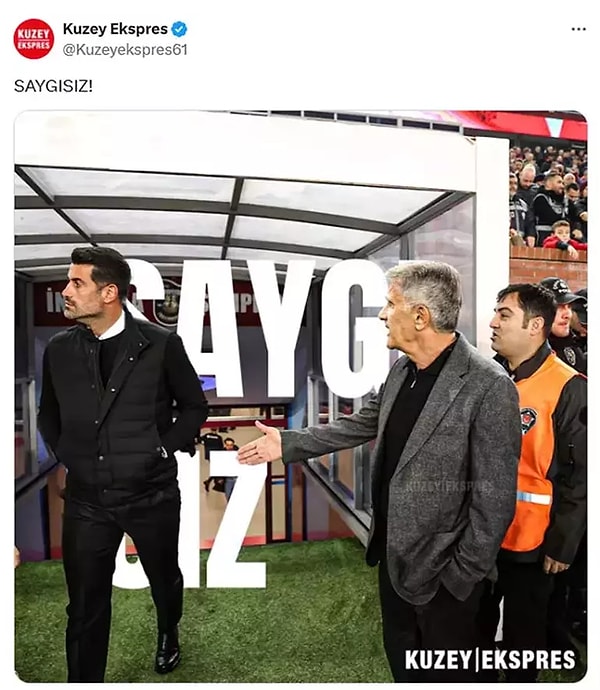 Kuzey Ekspres Gazetesi ise yine aynı fotoğrafı kullanarak "SAYGISIZ" yazdı.