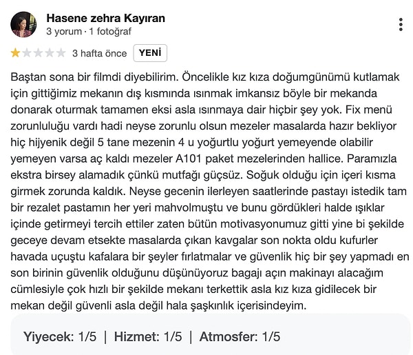 Atiye'nin Google yorumlarından bazıları şöyle 👇 Karar sizin