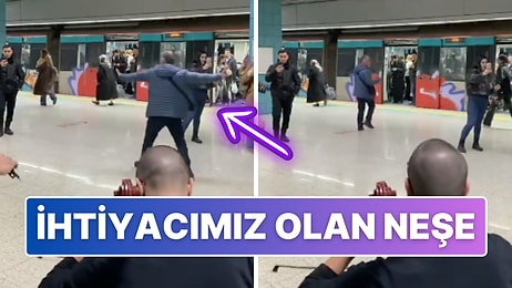 Üsküdar Metrosunda Müzik Yapan Gençlere Dans Ederek Eşlik Eden Yolcu Neşe Saçtı!