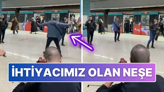 Üsküdar Metrosunda Müzik Yapan Gençlere Dans Ederek Eşlik Eden Yolcu Neşe Saçtı!