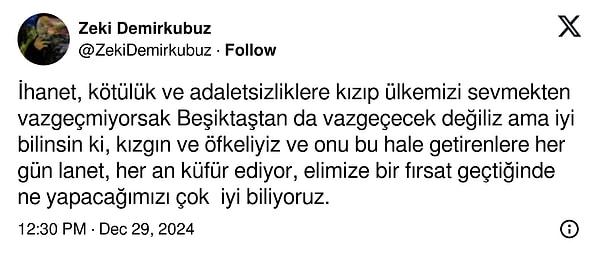 Demirkubuz'un paylaşımı: