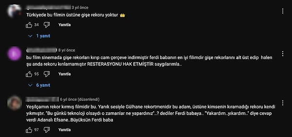 YouTube'da yayınlanan filme sevenleri üzerinden yıllar geçse de yorum yapmaya devam ediyor.