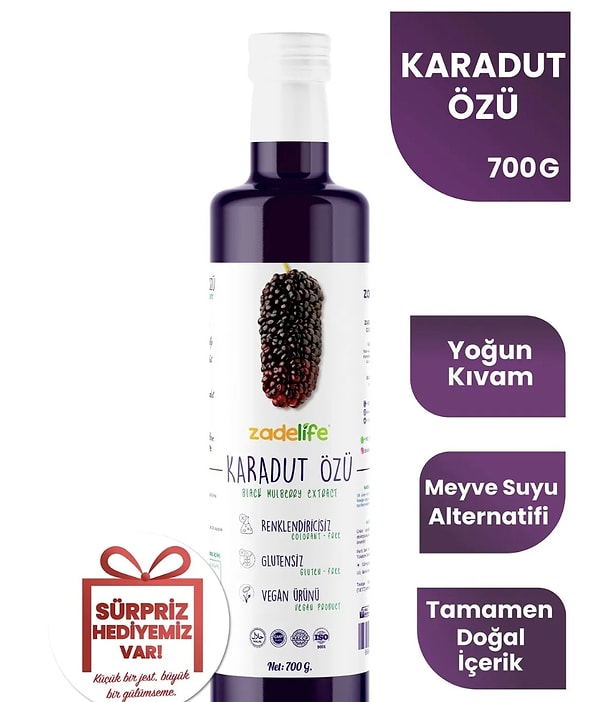 15. zadelife Karadut Özü 700 gr Analizli