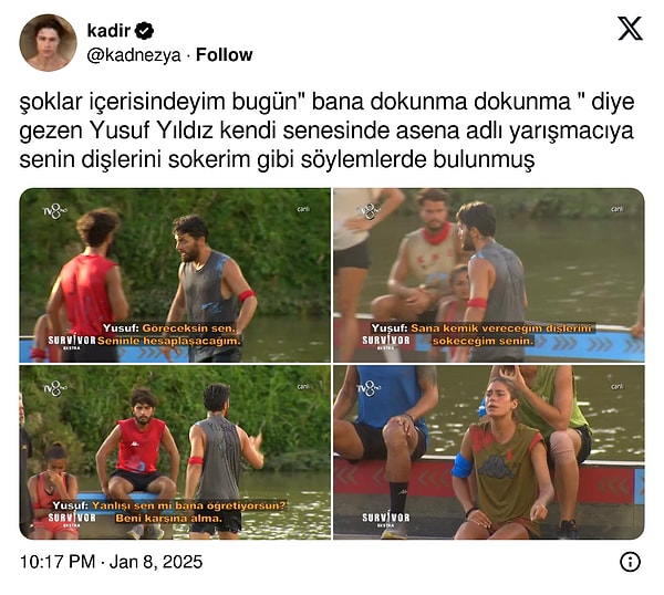 Sıkı Survivor takipçileri 2023 sezonunda Yusuf Yıldız'ın Asena'yı "Dişlerini sökeceğim" diyerek tehdit ettiği anları tekrardan gündeme getirdi. E haliyle biz de merak edip araştırdık ve olayın kısa bir özetini çıkardık.